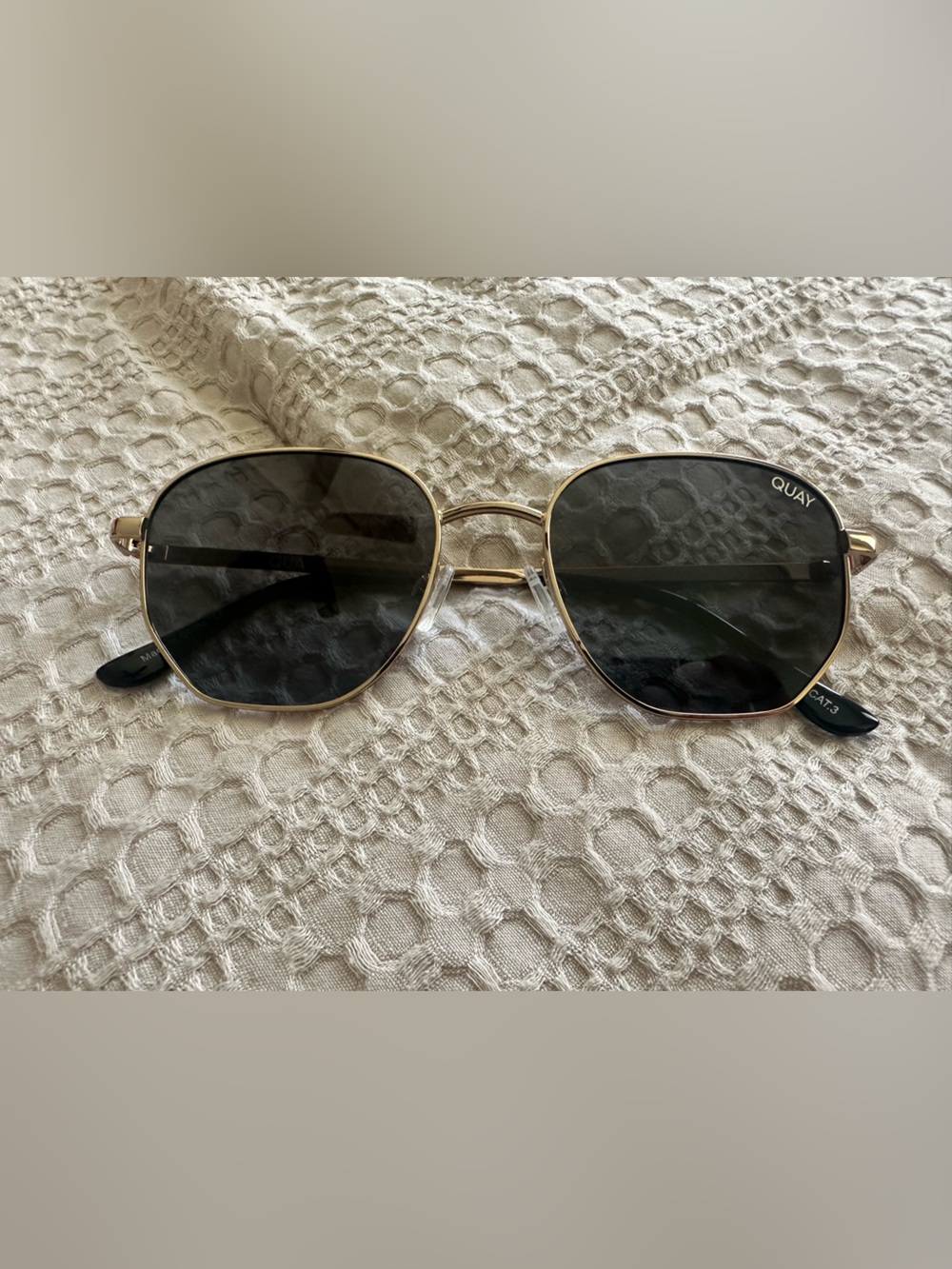 Quay Australia Gold Frame Sunglasses with Dark Gray Lenses